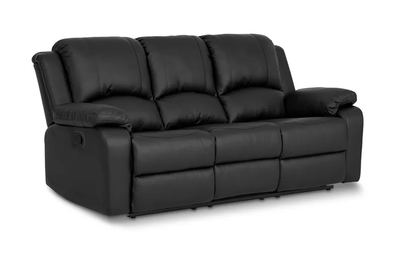 Norbo Skön Reclinersoffa 3 sits Konstläder - Fällbar soffa - Biosoffa - Svart - Products - Möbler - Soffa - Biosoffa & reclinersoffa - 3 sits biosoffa & reclinersoffa