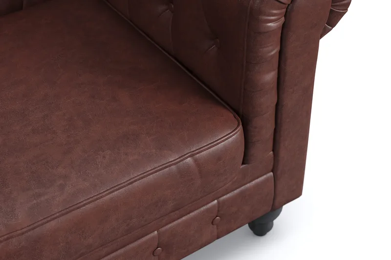 Chesterfield Lyx 2-sits Djup soffa konstläder - Mörkbrun PU - Products - Möbler - Soffa - Skinnsoffa