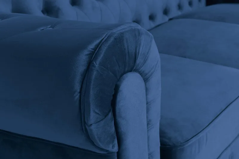 Chesterfield Lyx 3-sits Sammetssoffa - Djup soffa - Blå - Products - Möbler - Soffa - Chesterfield soffa