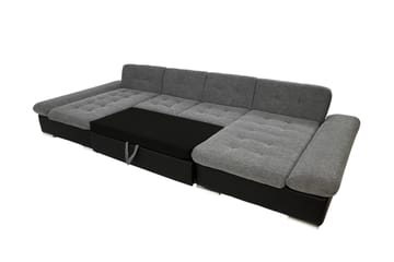Dewitt Bäddsoffa Dubbelschäslong 4-sits i Konstläder - Svart/Grå - Products - Möbler - Soffa - Skinnsoffa