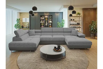 Gabina Soffa med Divan och Schäslong 4-sits - Beige/Grå - Products - Möbler - Soffa - Divansoffa & schäslongsoffa - 4 sits soffa med divan