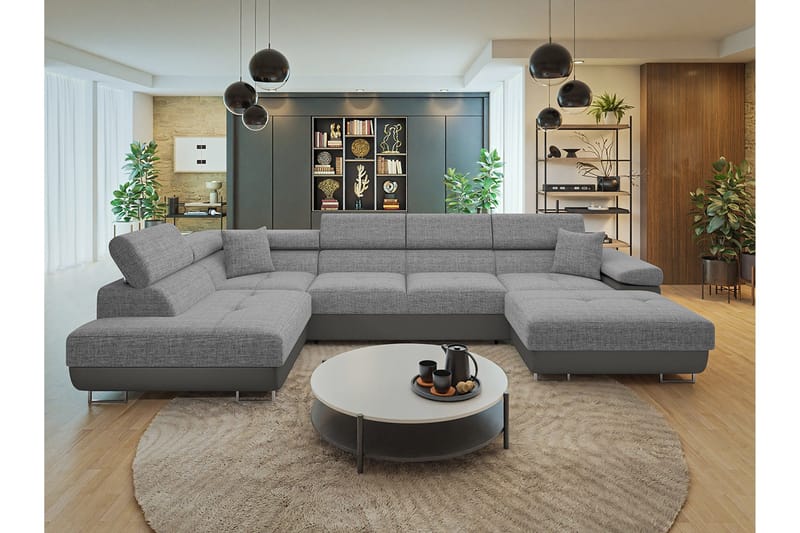 Gabina Soffa med Divan och Schäslong 4-sits - Beige/Grå - Products - Möbler - Soffa - Divansoffa & schäslongsoffa - 4 sits soffa med divan