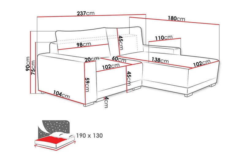 Denegal 3-sits Hörnsoffa - Products - Möbler - Soffa - Hörnsoffa