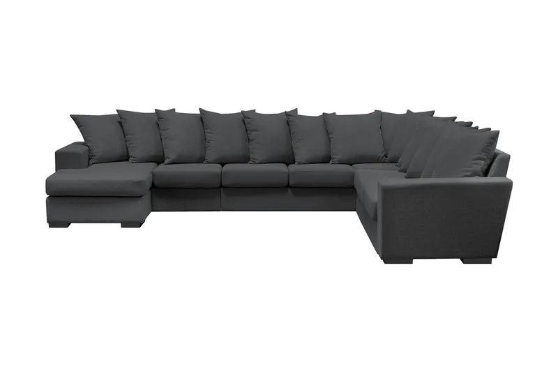 Nebraska Hörnsoffa med Divan Vändbar Kuvertkuddar, Mörkgrå