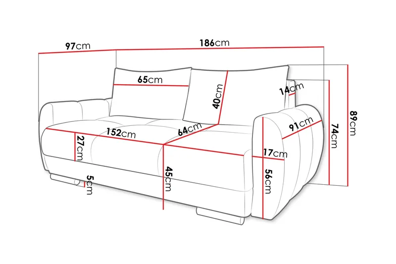 Simerly Soffa 3-sits - Mörkgrå - Products - Möbler - Soffa - 3 sits soffa