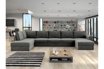 Taberk Soffa med Divan och Schäslong 5-sits - Grå - Products - Möbler - Soffa - Sammetssoffa