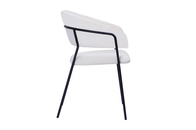 Karol Matstol med armstöd - Vit Bouclé / Metallben Svart - Products - Möbler - Fåtölj & stolar - Karmstol
