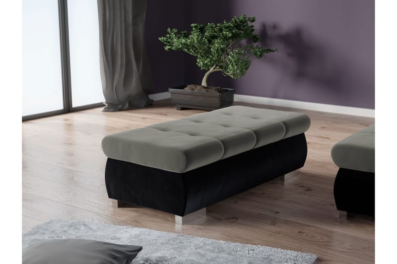Cerys Fotpall 60 cm - Svart/Grå - Products - Möbler - Fåtölj & stolar - Pall & puff - Fotpallar