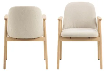 Reciclar Matstol i Bouclé med armstöd i ek trä - Beige - Products - Möbler - Fåtölj & stolar - Karmstol
