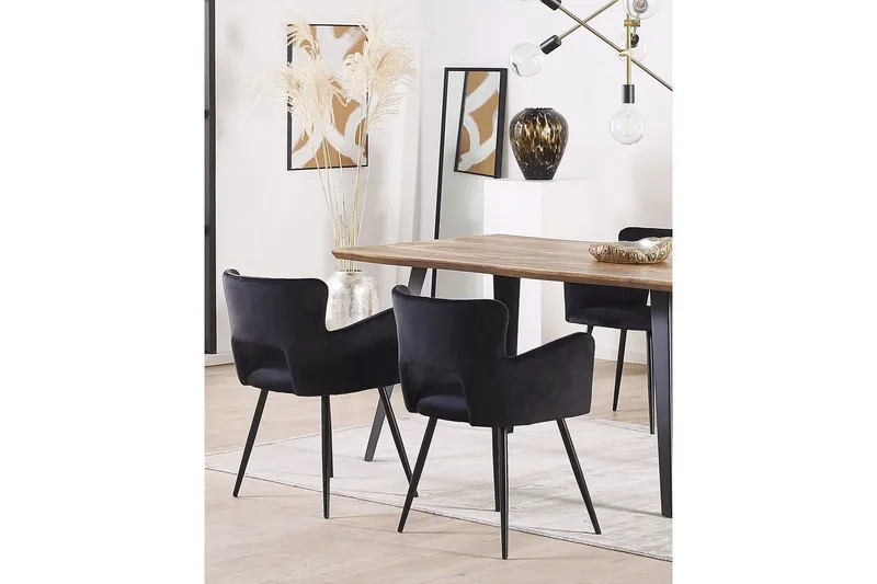 Set med 2 matstolar Sanilac - Svart - Products - Möbler - Fåtölj & stolar - Karmstol