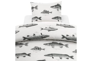 Påslakanset Enkelsäng 2-Dels Fiske Vit - Franzén - Products - Textil & mattor - Sängkläder - Bäddset & påslakanset - Påslakanset dubbelsäng
