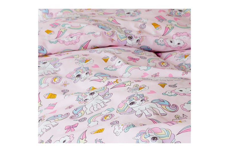 Påslakanset Enkelsäng 2-Dels Enhörning - Rosa - Products - Textil & mattor - Sängkläder - Påslakan
