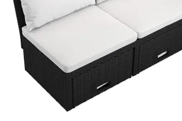 Bahamas Liten Balkongsoffa med dynor och pallar i konstrotting - Svart - Products - Utemöbler & utemiljö - Balkong & altan - Balkongmöbler - Balkongsoffa