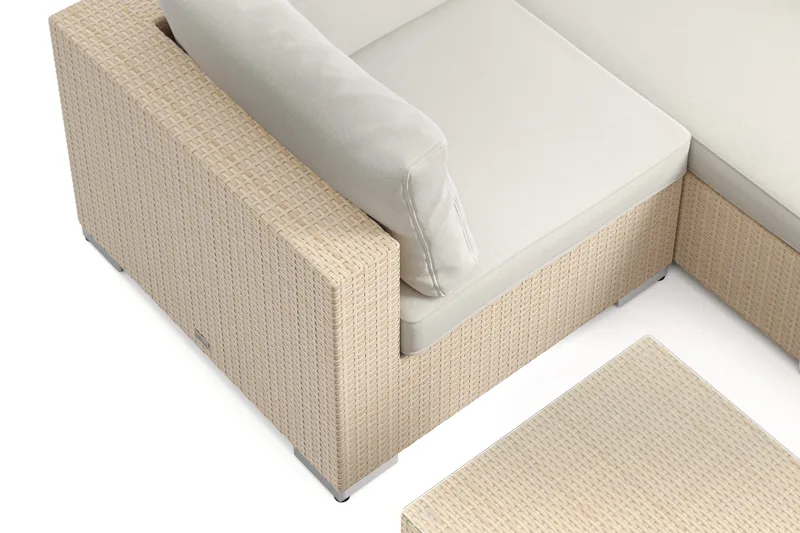 Bahamas U-formad utomhus loungegrupp med stängt avslut, 7-sits med bord - Beige - Products - Utemöbler & utemiljö - Loungemöbler - Loungeset & loungegrupp