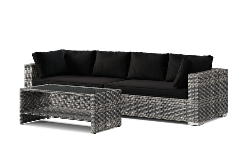 Bahamas utesoffa 4-sits med bord och hylla, Grå