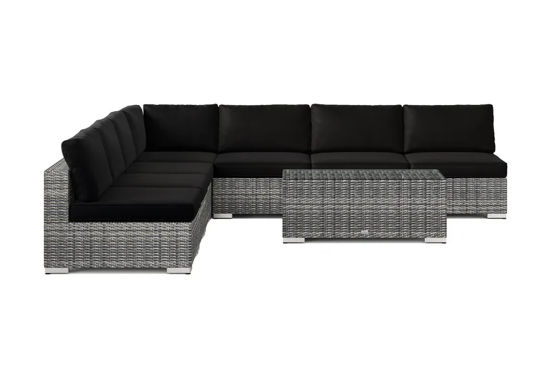 Bahamas utomhus hörnsoffa 7-sits vändbar med öppet avslut och bord - Grå - Products - Utemöbler & utemiljö - Loungemöbler - Loungeset & loungegrupp