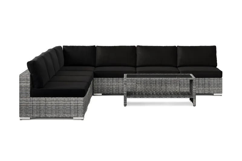 Bahamas utomhus hörnsoffa 7-sits vändbar med öppet avslut och bord med hylla - Grå - Products - Utemöbler & utemiljö - Loungemöbler - Loungeset & loungegrupp