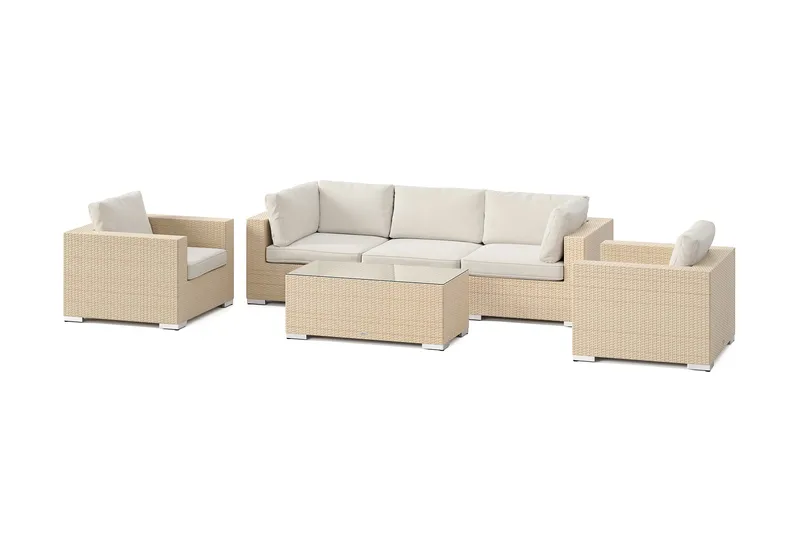 Bahamas utomhus soffgrupp 5-sits med två fåtöljer och bord, Beige