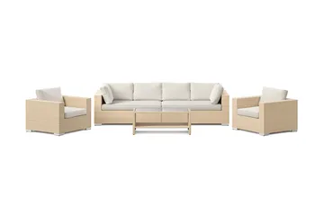 Bahamas utomhus soffgrupp 6-sits med två fåtöljer och bord med hylla - Beige - Products - Utemöbler & utemiljö - Loungemöbler - Loungeset & loungegrupp