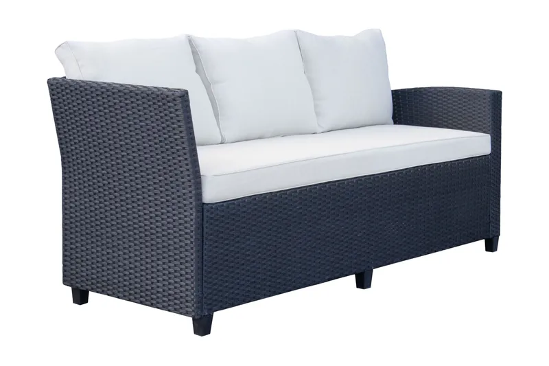 James Light Stor L-formad vändbar loungegrupp utomhus i konstrotting med förvaring och vita dynor - Svart - Products - Utemöbler & utemiljö - Loungemöbler - Loungeset & loungegrupp