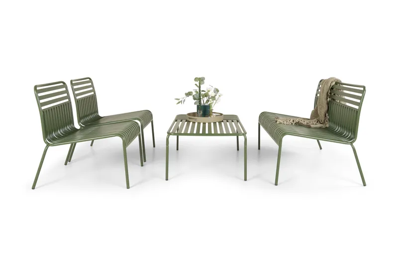 Jarva Liten 4-sits Soffgrupp Utomhus i metall - Oliv - Products - Utemöbler & utemiljö - Loungemöbler - Loungeset & loungegrupp