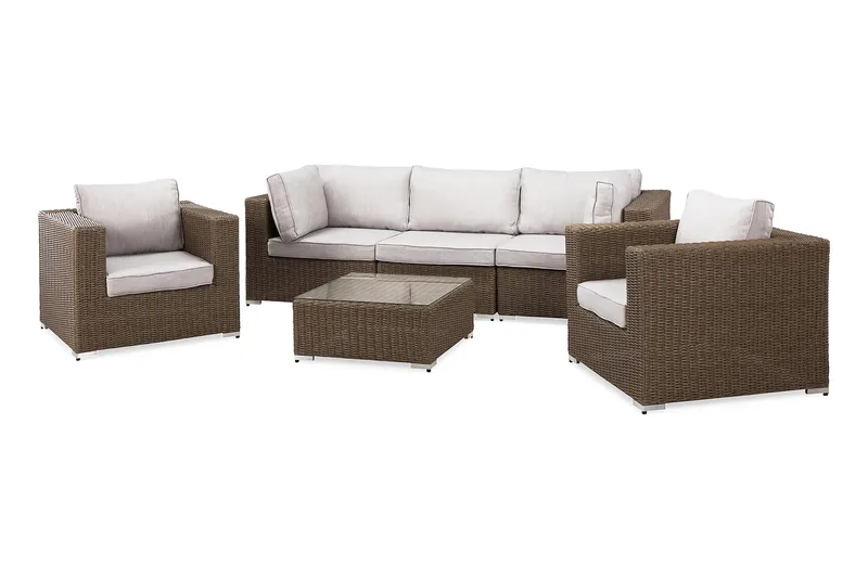 Marcus Loungegrupp - Beige / Vita dynor - Products - Utemöbler & utemiljö - Loungemöbler - Loungeset & loungegrupp