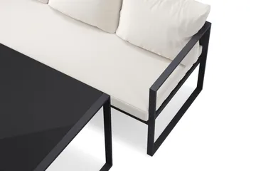 Silvia Loungegrupp i metall utomhus med soffbord med glasskiva och soffa med vita dynor - Svart - Products - Utemöbler & utemiljö - Loungemöbler - Loungeset & loungegrupp