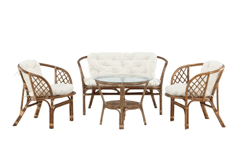 Wera Soffgrupp Utomhus 4-sits, Brun/Vit