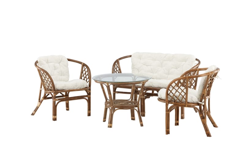 Wera Soffgrupp Utomhus 4-sits - Brun/Vit - Products - Utemöbler & utemilj ö - Loungemöbler - Loungeset & loungegrupp