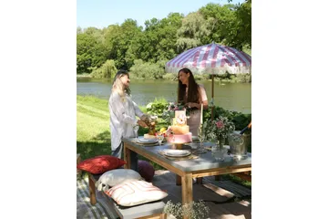 Teulon Parasoll 150 cm - Rosa/Vit/Ljusbrun - Products - Utemöbler & utemiljö - Solskydd - Parasoll