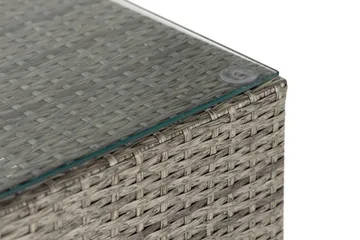 Bahamas Loungbord och Soffbord Utomhus 113 cm Konstrotting Glas - Grå - Products - Utemöbler & utemiljö - Utebord & trädgårdsbord - Loungebord & soffbord utomhus