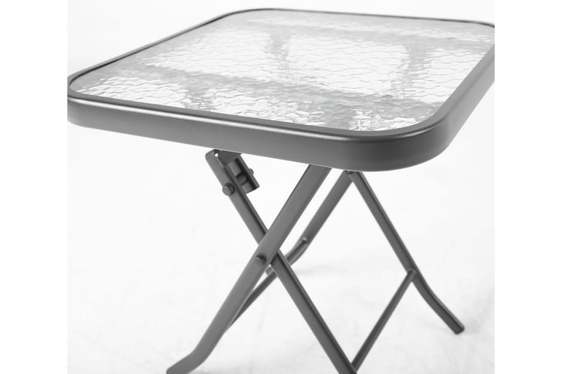 DUBLIN Litet Hopfällbart Cafébord och Utebord 46 cm Stål Glas - Grå - Products - Utemöbler & utemiljö - Utebord & trädgårdsbord - Sidobord utomhus