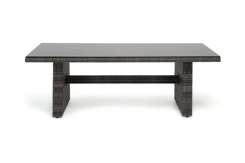 Majestic Matbord Utomhus 210x100 cm – Utebord i konstrotting med bordsskiva i Glas för Trädgård och Altan - Grå - Products - Utemöbler & utemiljö - Utebord & trädgårdsbord - Matbord utomhus