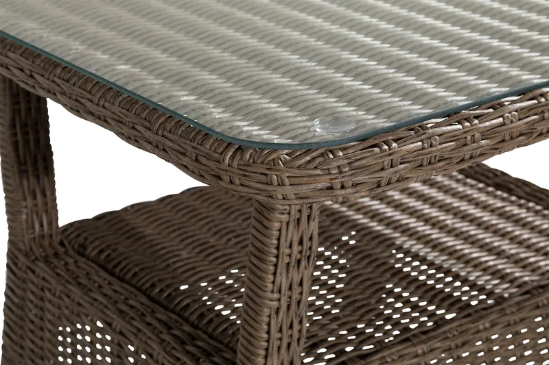 Marcus Loungebord och Soffbord Utomhus 80 cm Konstrotting Glas - Natur - Products - Utemöbler & utemiljö - Utebord & trädgårdsbord - Loungebord & soffbord utomhus
