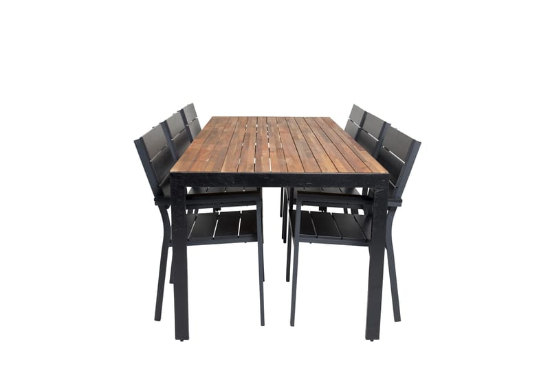 Bois Matgrupp Utomhus 200cm + 6 Levels Stapelbara Matstolar - Svart - Products - Utemöbler & utemiljö - Utegrupp - Matgrupp utomhus