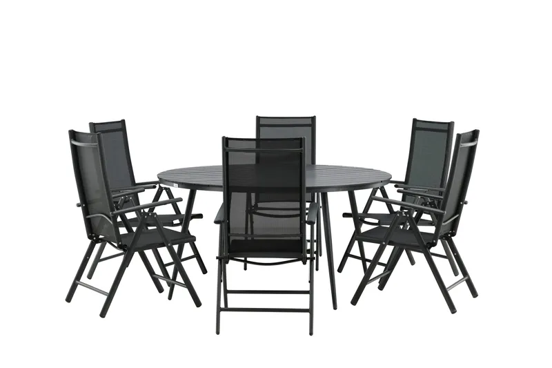 Break Matgrupp Utomhus Rund 150 cm + 6 Break Positionsstol - Svart - Products - Utemöbler & utemiljö - Utegrupp - Matgrupp utomhus