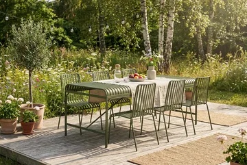 Jarva utomhus matgrupp 200 cm med 6 Jarva matstolar - Grön - Products - Utemöbler & utemiljö - Utegrupp - Matgrupp utomhus