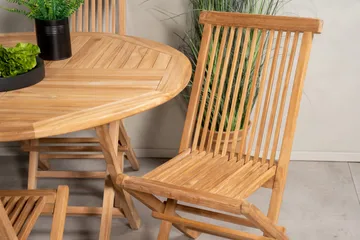 Kenya Matgrupp Utomhus Rund 120 cm + 4 Kenya Hopfällbar Stol - Brun - Products - Utemöbler & utemiljö - Utegrupp - Matgrupp utomhus