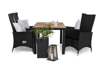 Las Vegas Matgrupp 152-210 + 4 Jenny Ställbar Fåtölj - Inkl Dyna Svart/Teak/Svart - Products - Utemöbler & utemiljö - Utegrupp - Matgrupp utomhus