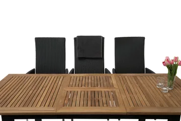 Las Vegas Matgrupp Utomhus 152-210 + 6 Jenny Ställbar Fåtölj - Teak/Svart - Products - Utemöbler & utemiljö - Utegrupp - Matgrupp utomhus