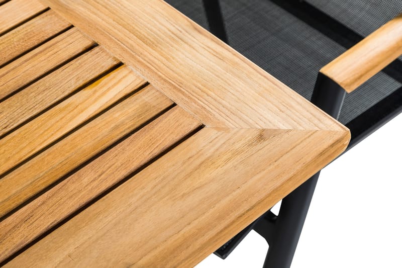 Las Vegas Matgrupp Utomhus 152-210 + 6 Positionsstol Lyx - Svart Teak - Products - Utemöbler & utemiljö - Utegrupp - Matgrupp utomhus