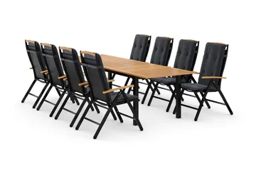 Las Vegas Matgrupp Utomhus 220-280 + 8 Positionsstol Lyx m Dyna - Svart/Teak/Grå - Products - Utemöbler & utemiljö - Utegrupp - Matgrupp utomhus