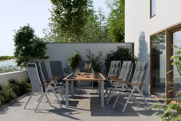 Las Vegas Matgrupp Utomhus 220-280 + 8 Positionsstol Lyx m Dyna - Vit/Teak/Vit/Teak/Grå - Products - Utemöbler & utemiljö - Utegrupp - Matgrupp utomhus