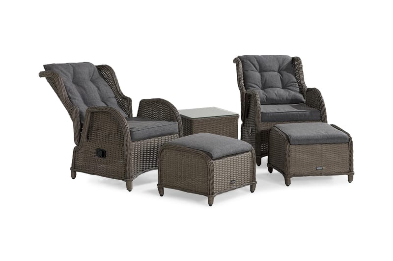 Marcus Caféset med 2 Reclinerfåtöljer Utomhus m Dyna - Grå - Products - Utemöbler & utemiljö - Utegrupp - Cafegrupp & cafeset