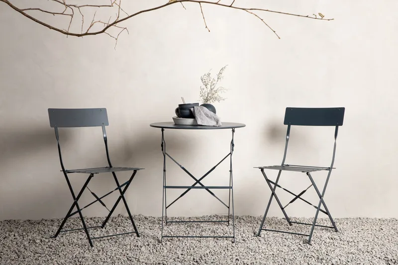 Marseille Caféset Rund Ø60 cm + 2 Matstolar Utomhus - Mörkgrå - Products - Utemöbler & utemiljö - Utegrupp - Cafegrupp & cafeset