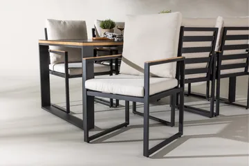 Aspvik Matgrupp 200x100cm - Svart/Teak - Products - Utemöbler & utemiljö - Utegrupp - Matgrupp utomhus