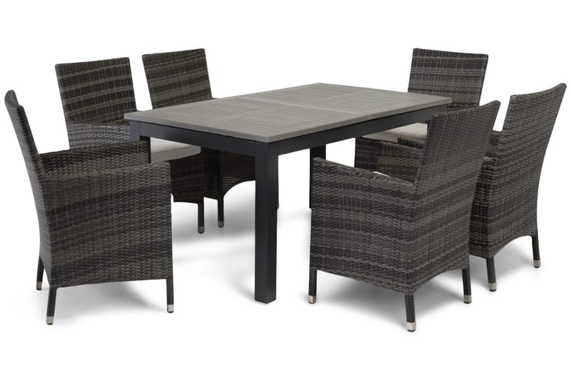 Monaco Matgrupp Utomhus 152-210 + 6 Thor Fåtölj - Svart/Grå - Products - Utemöbler & utemiljö - Utegrupp - Matgrupp utomhus