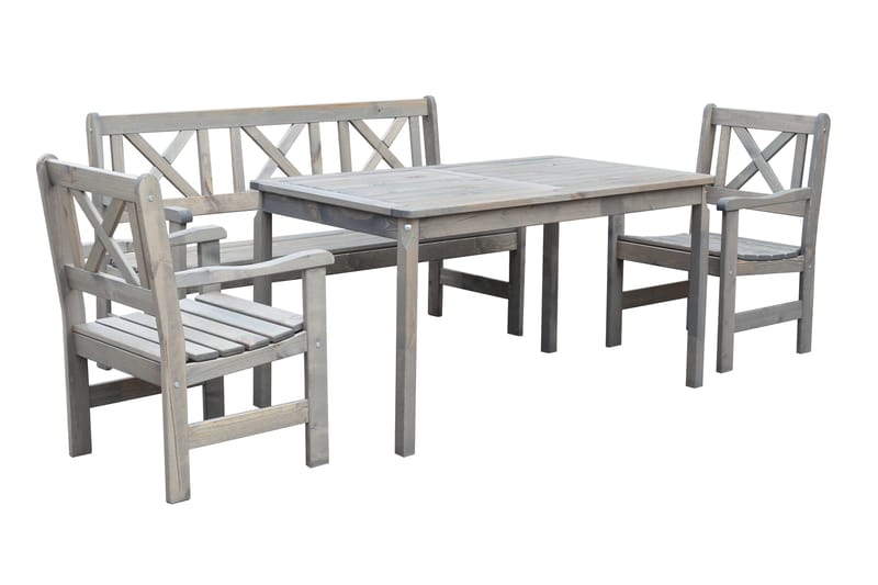 Olivo Matgrupp Utomhus + 2 Utestolar + Bänk Utomhus, Grå