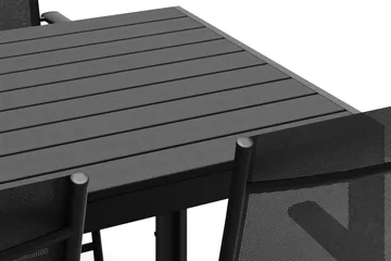 Siri Matbord 205 cm med 6 Sanna Matstolar - Svart - Products - Utemöbler & utemiljö - Utegrupp - Matgrupp utomhus