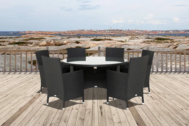 Thor Matgrupp Ø140 + 6 Thor Fåtölj - Svart - Products - Utemöbler & utemiljö - Utegrupp - Matgrupp utomhus